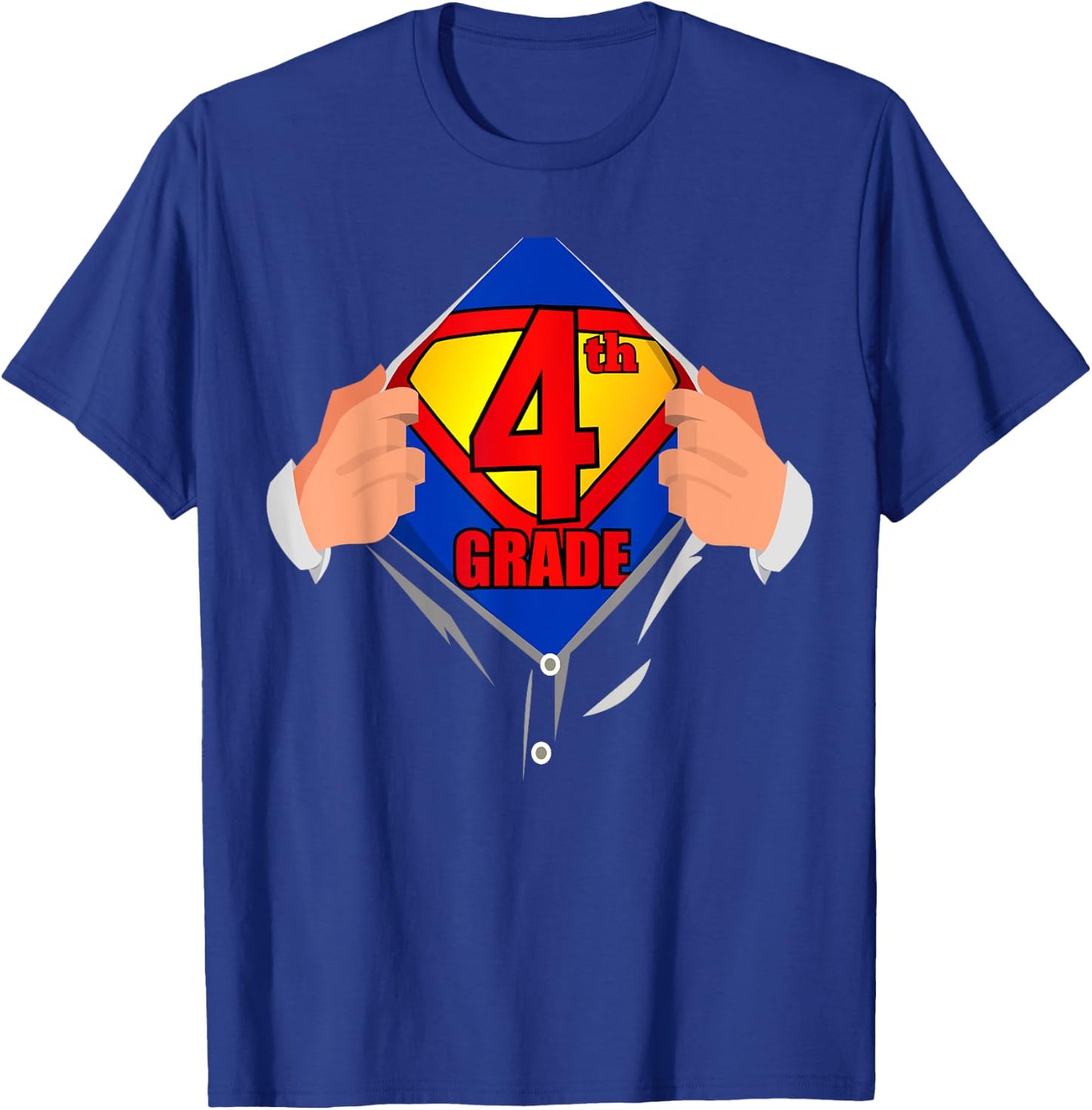 Teachers Are Superheroes 4th Grade Super Teacher Staff Gift Men Women T-Shirt - T-Shirt | Royal
