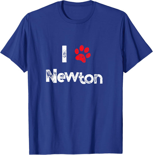Cute Dog Name Newton Pet Puppy Dog Paw Lover Quote Gift Men Women Girls Kids T-Shirt - T-Shirt | Royal