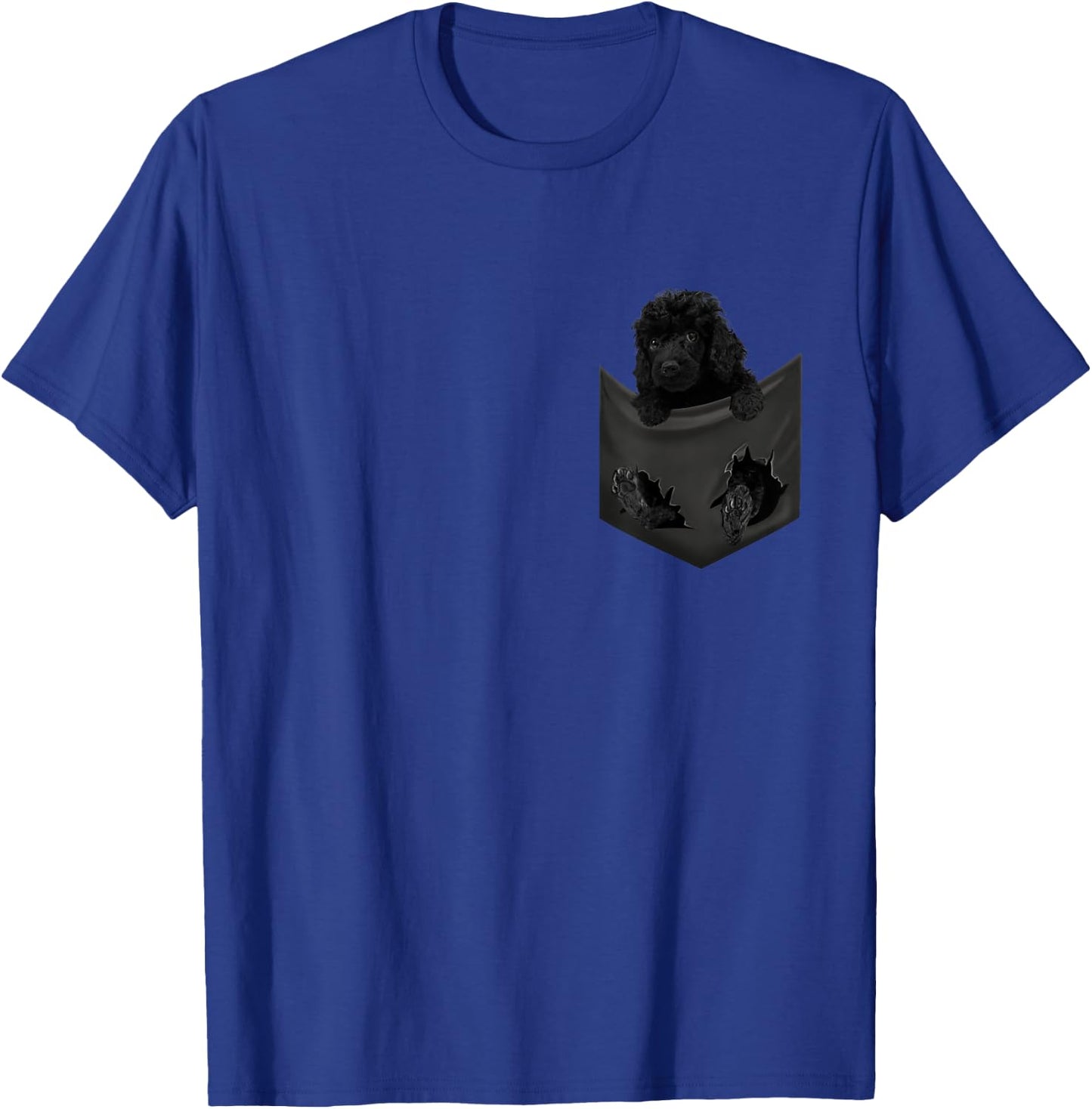 Black Poodle Dog In Pocket Men Women Girls Kids T-Shirt - T-Shirt | Royal
