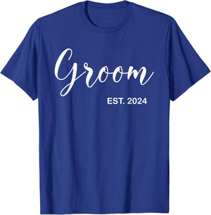 Groom Est. 2024 Wedding Matching Husband Just Married Men T-Shirt - T-Shirt | Royal
