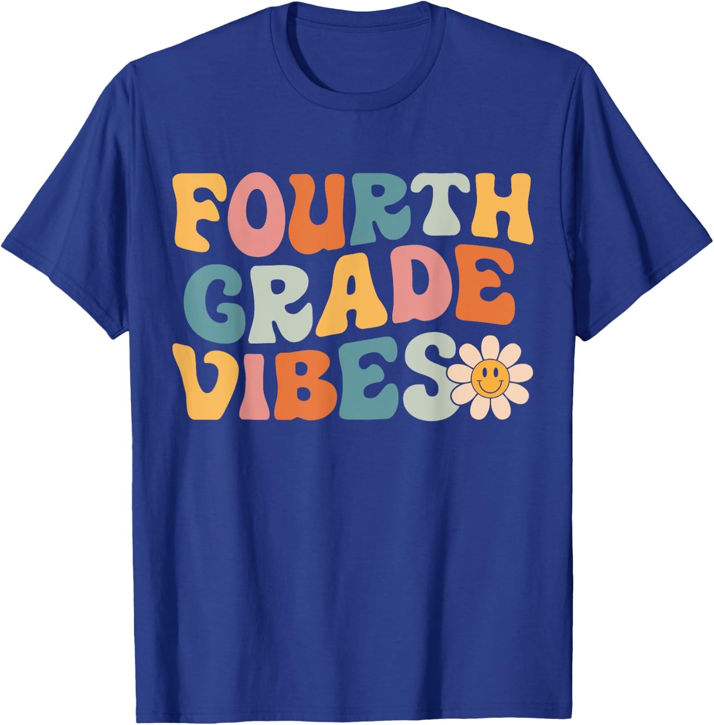 Fourth Grade Vibes - 4th Grade Team Retro 1st Day of School T-Shirt - T-Shirt | Royal