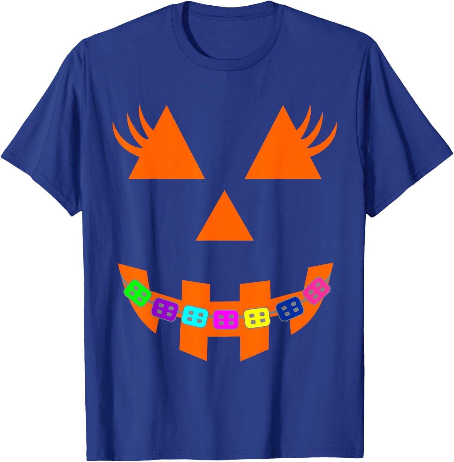 Halloween Pumpkin Face with Braces Orthodontist Costume Kids T-Shirt - T-Shirt | Royal