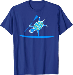 Standup Paddleboarding SUP One Arm Handstand Turtle Paddling T-Shirt - T-Shirt | Royal