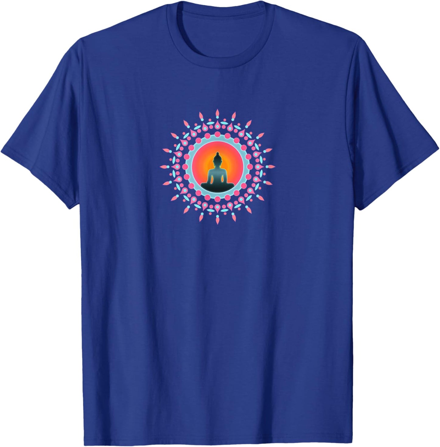 Buddha Meditation Sun Flower Mandala Buddhism Yoga Symbol T-Shirt - T-Shirt | Royal