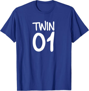 TWIN 1 and TWIN 2 shirts matching twin shirts adults & kids T-Shirt - T-Shirt | Royal
