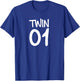 TWIN 1 and TWIN 2 shirts matching twin shirts adults & kids T-Shirt - T-Shirt | Royal