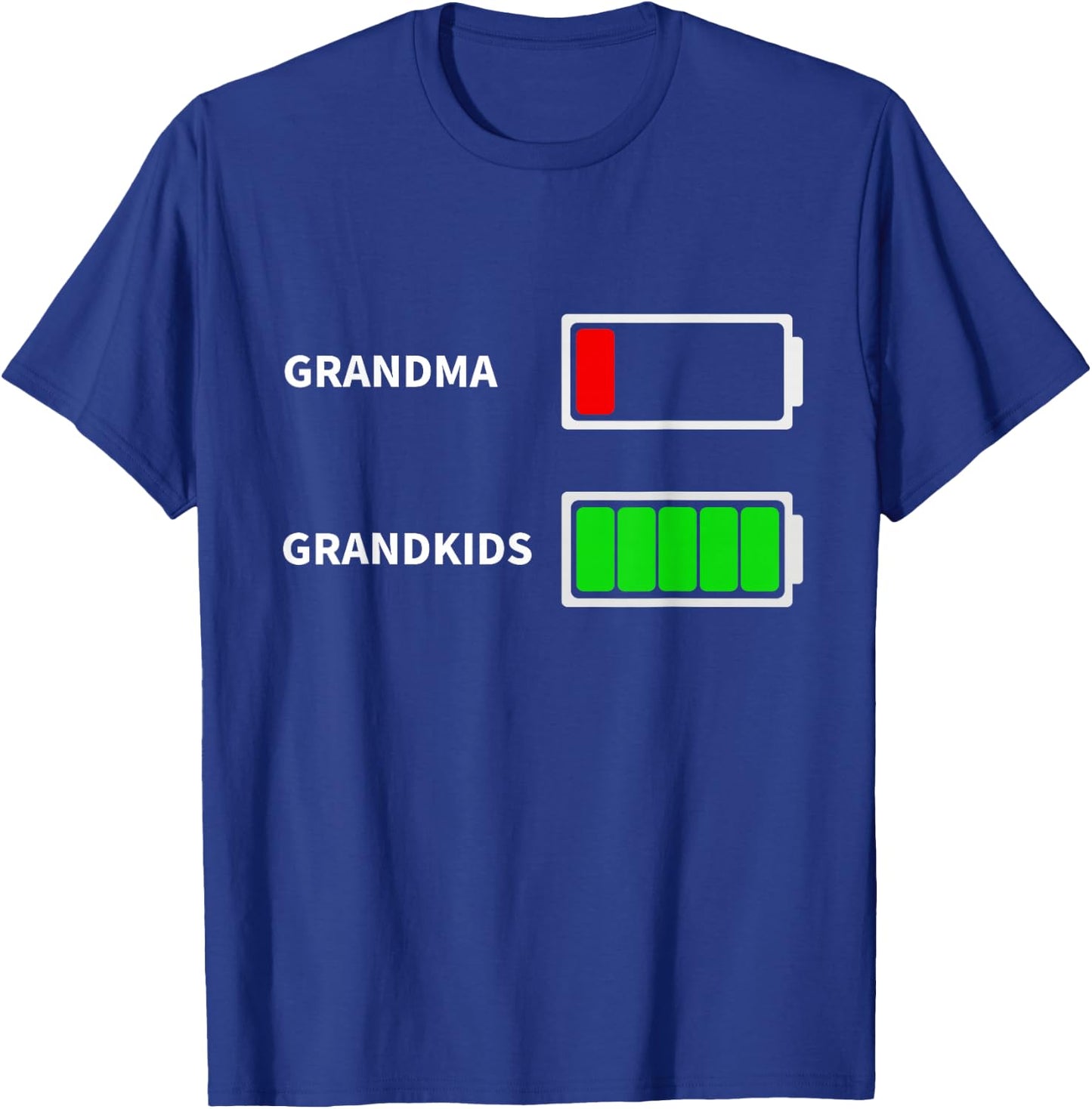 Funny Tired Grandma Low Battery With Grandkids Full Battery T-Shirt - T-Shirt | Royal