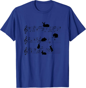 Cute Bunny Rabbit Playing Music Notes Musician T-Shirt - T-Shirt | Royal