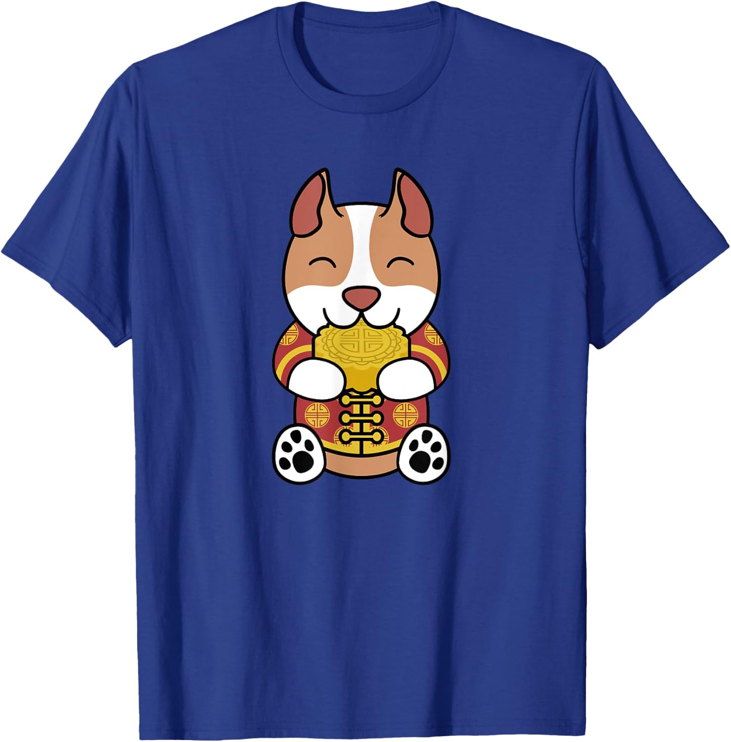 Chinese Costume Mooncake Pit Bull Dog T-Shirt - T-Shirt | Royal