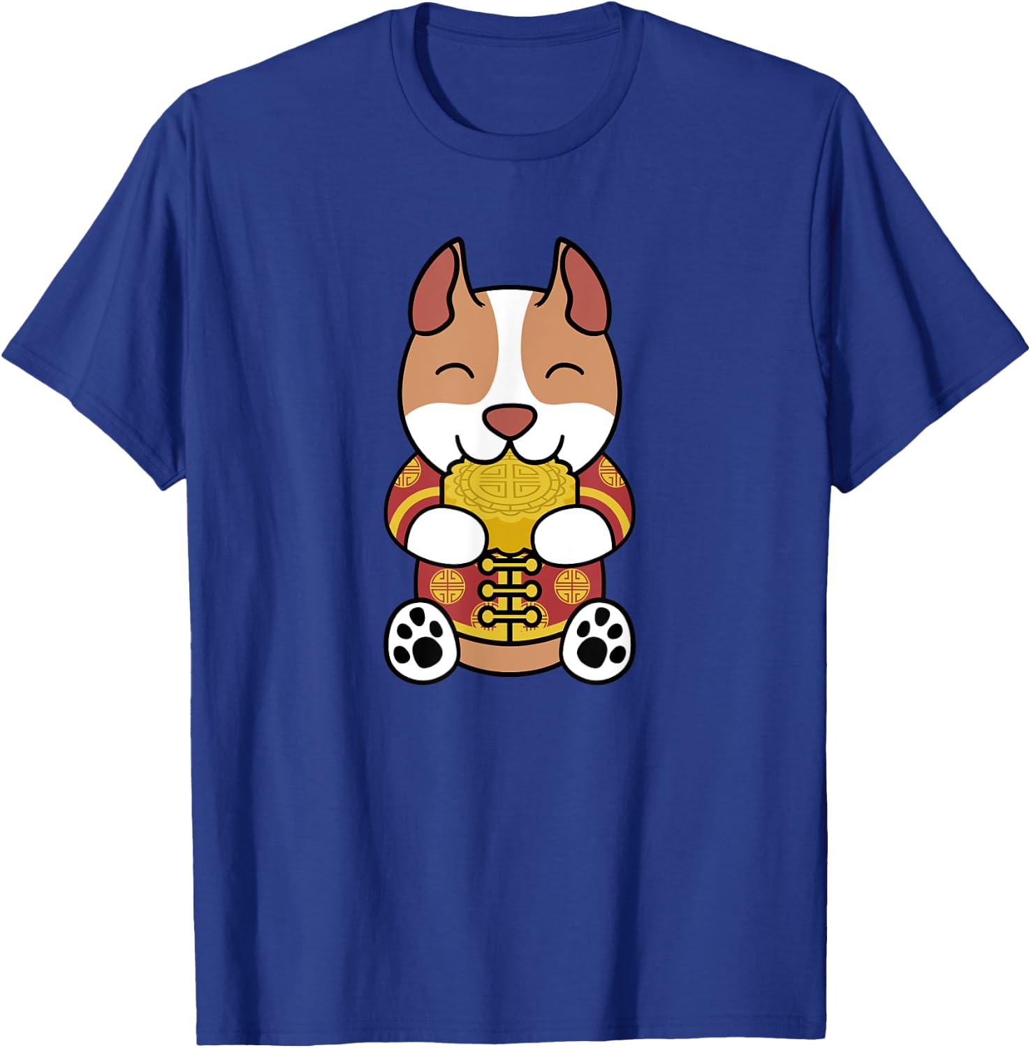 Chinese Costume Mooncake Pit Bull Dog T-Shirt - T-Shirt | Royal