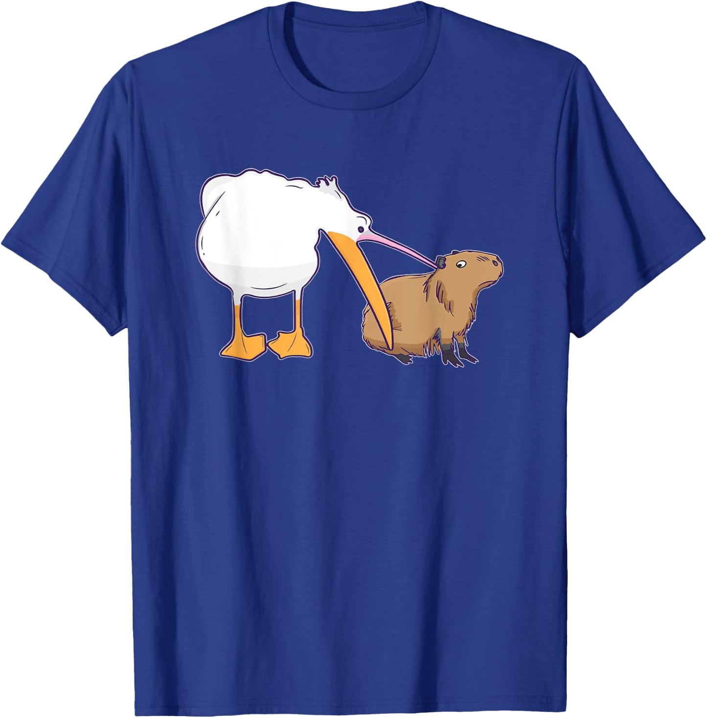 Pelican Tries to Eat Capybara Funny Cute Kawaii Meme T-Shirt - T-Shirt | Royal