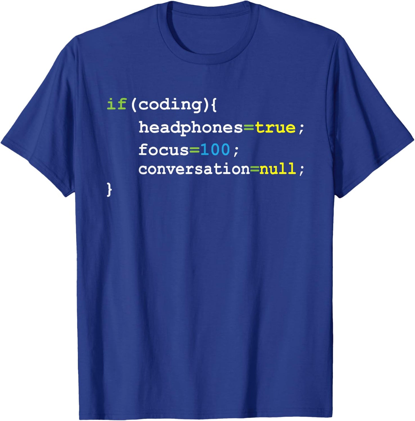 Headphones Focus - Computer Science Programmer Coding Coder T-Shirt - T-Shirt | Royal