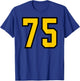 Yellow Black Sports Team Number #75 T-Shirt - T-Shirt | Royal
