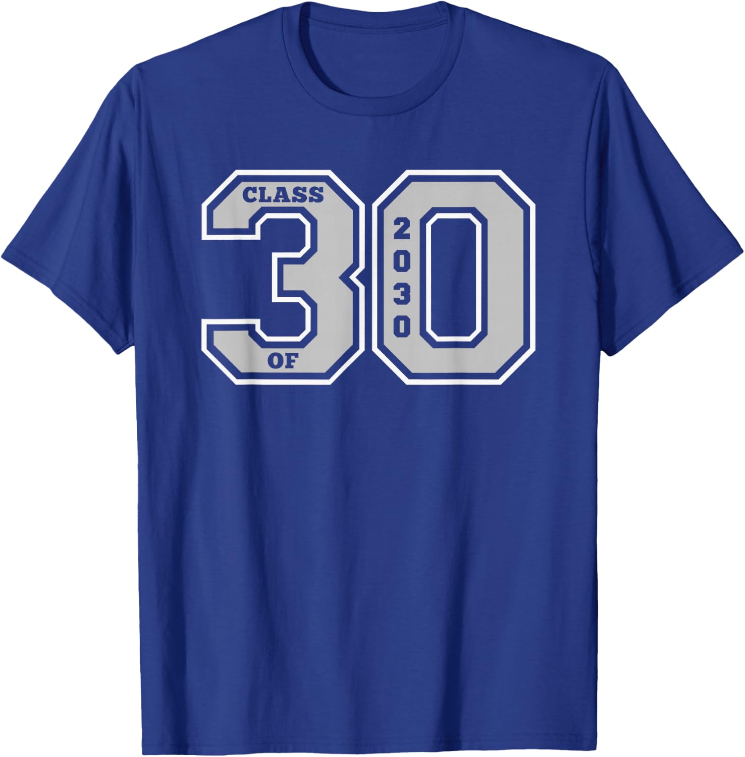 Class of 2030 - Jersey Style Class of 30 Graduate Gift T-Shirt - T-Shirt | Royal