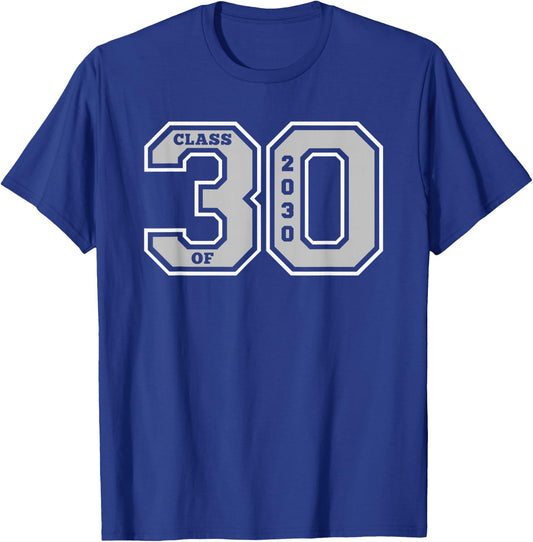 Class of 2030 - Jersey Style Class of 30 Graduate Gift T-Shirt - T-Shirt | Royal