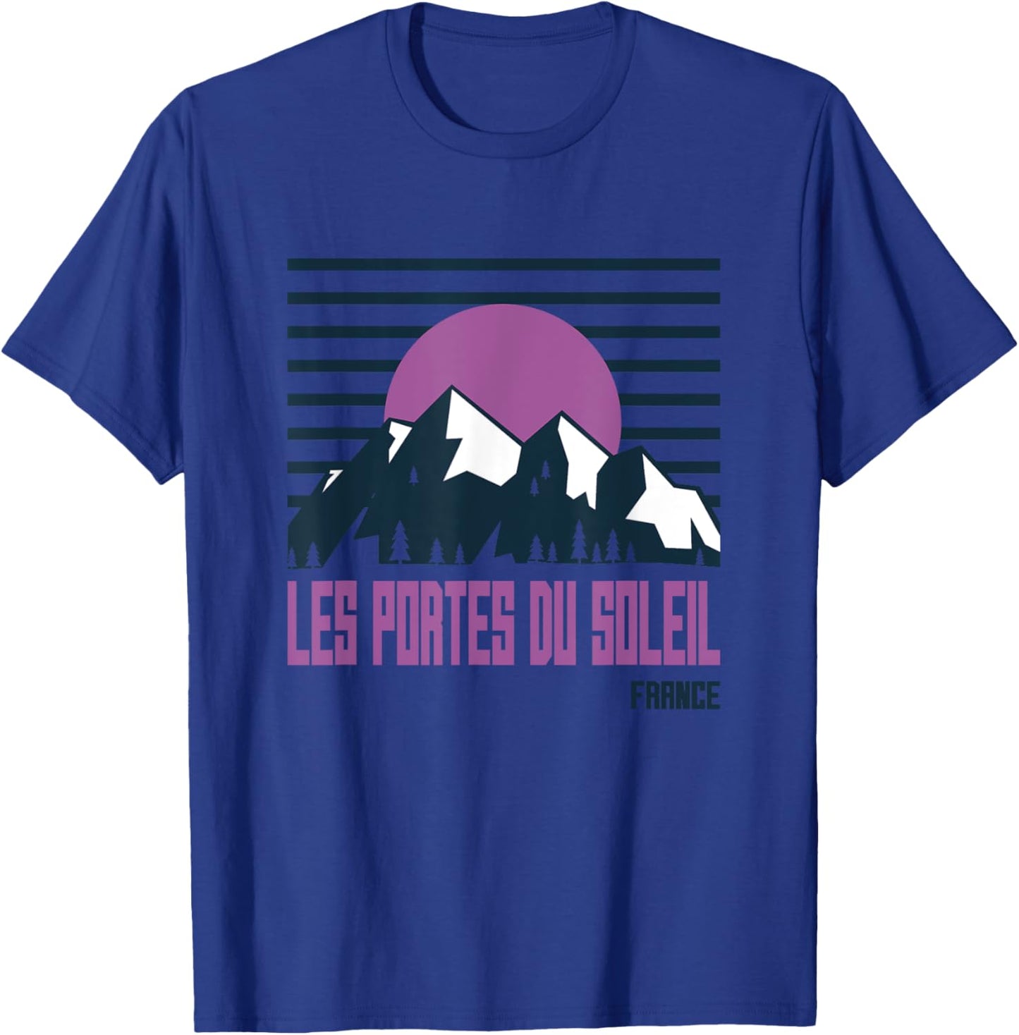 Les Portes Du Soleil Vintage Mountains Hiking France Retro T-Shirt - T-Shirt | Royal