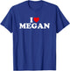 I Love Megan - Heart T-Shirt - T-Shirt | Royal