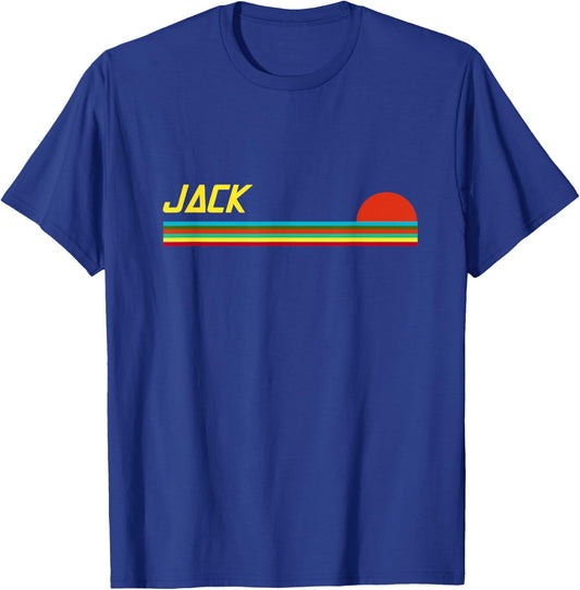 Jack First Name Logo Retro Sunset Surfer Style Jack T-Shirt - T-Shirt | Royal