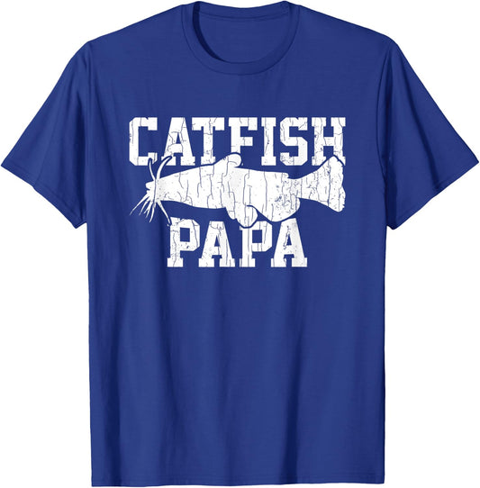 Catfish Papa Funny Fishing Lover Catfishing Graphic T-Shirt - T-Shirt | Royal