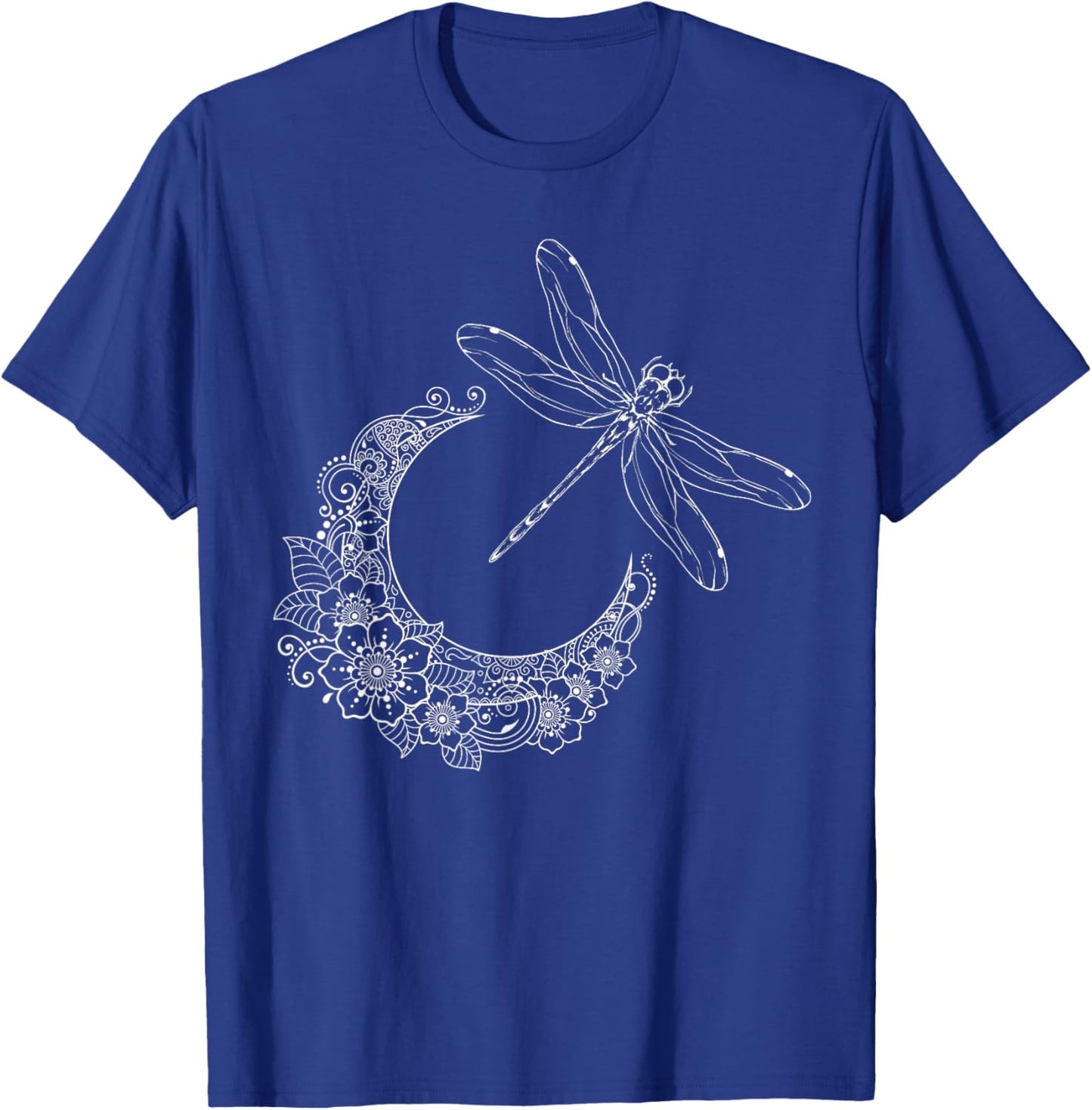 Floral Moon Nature Insect Animal Gift Night Dragonfly T-Shirt - T-Shirt | Royal