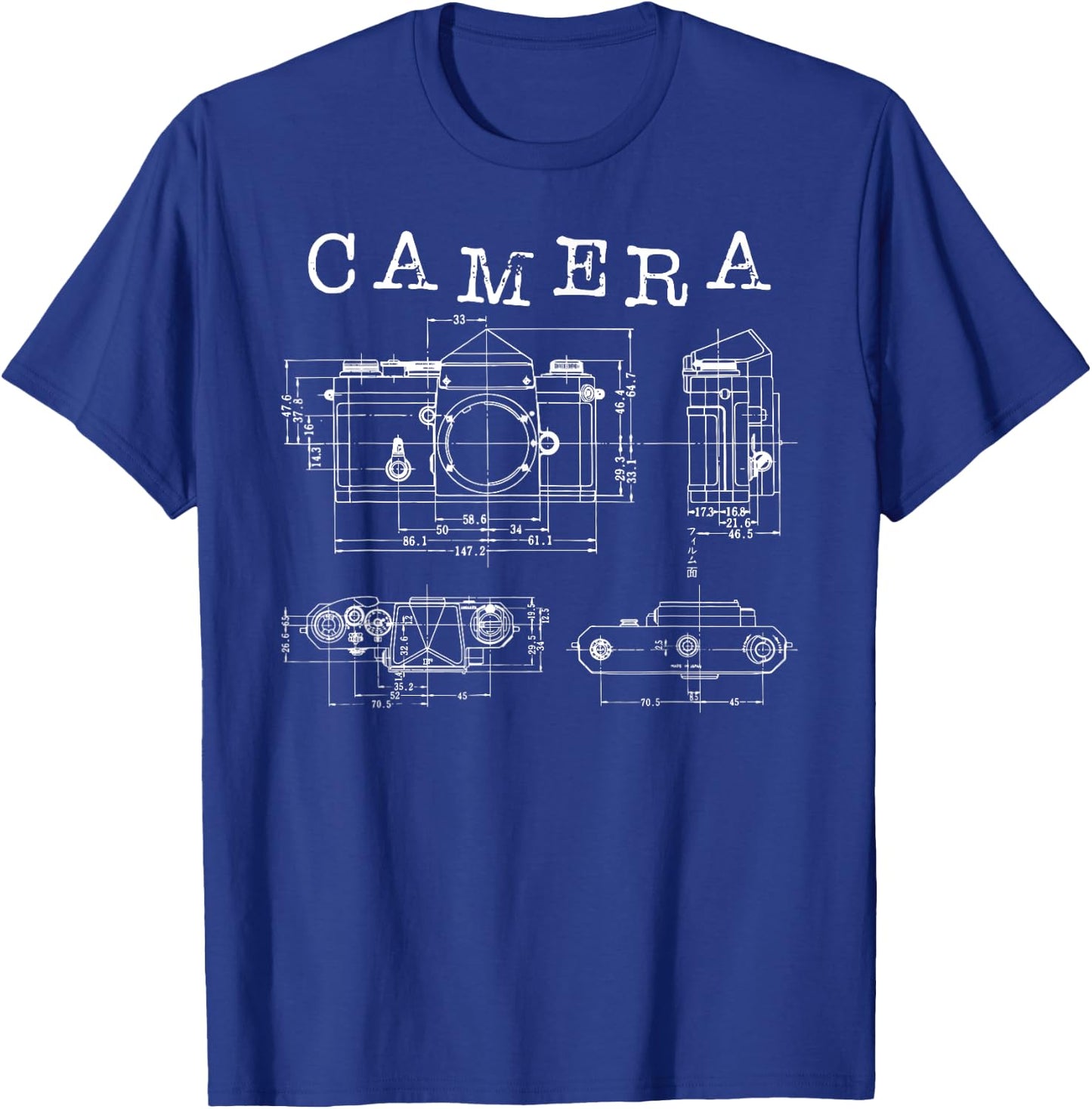 Cool Camera Vintage Patent Blueprint Photography Nerd T-Shirt - T-Shirt | Royal