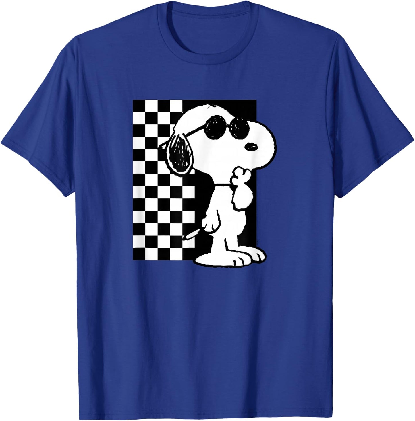 Peanuts - Snoopy Coolness Checkered T-Shirt - T-Shirt | Royal