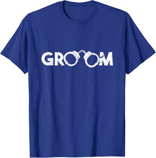 Funny Groom Handcuffs Wedding T-Shirt - T-Shirt | Royal