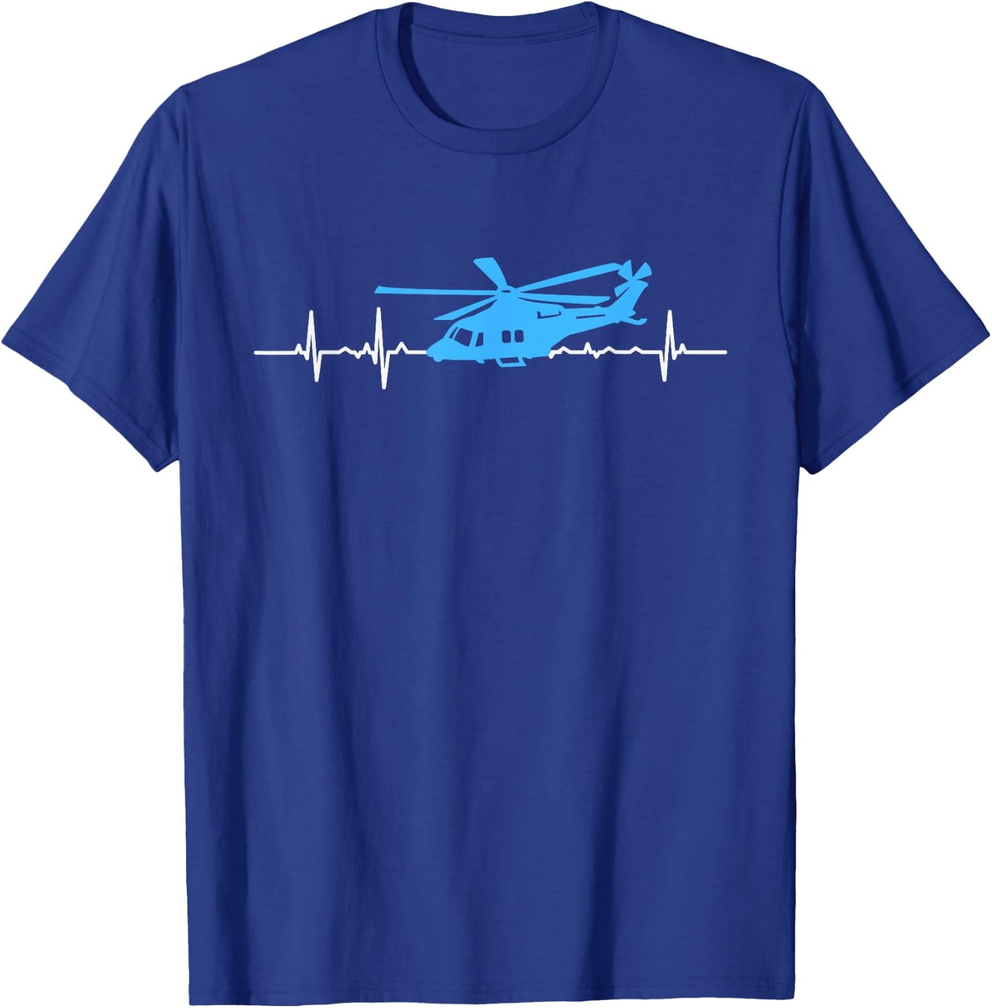 Helicopter Heartbeat Funny EKG Pilots and Aviation Gift Men T-Shirt - T-Shirt | Royal