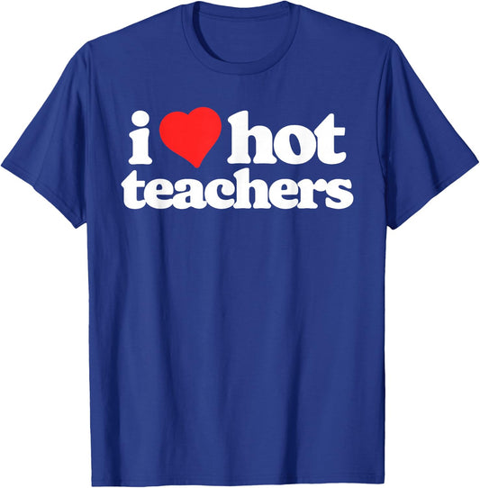 I Love Hot Teachers Funny 80s Vintage Minimalist Heart Women T-Shirt - T-Shirt | Royal