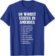 Arkansas - Ten Worst States in the US | AR Sucks - Funny T-Shirt - T-Shirt | Royal
