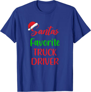 Santa’s Favorite Truck Driver Pajama Christmas Xmas T-Shirt - T-Shirt | Royal