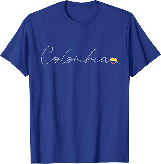 Colombia Simple Love Colombian Flag Heart on Colombia T-Shirt - T-Shirt | Royal