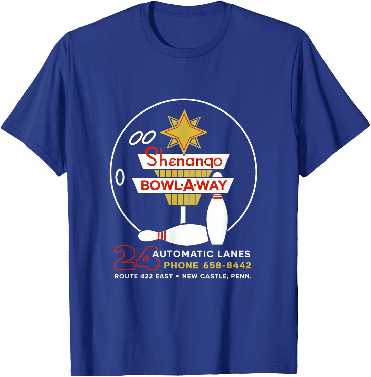Shenango Bowl-a-Way New Castle, PA Vintage Bowling Alley T-Shirt - T-Shirt | Royal