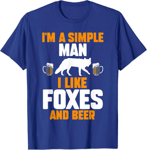 Im a simple man i like foxes and beer T-Shirt - T-Shirt | Royal