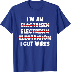 Electrician Spelling Electronics Technician Repair Wireman T-Shirt - T-Shirt | Royal