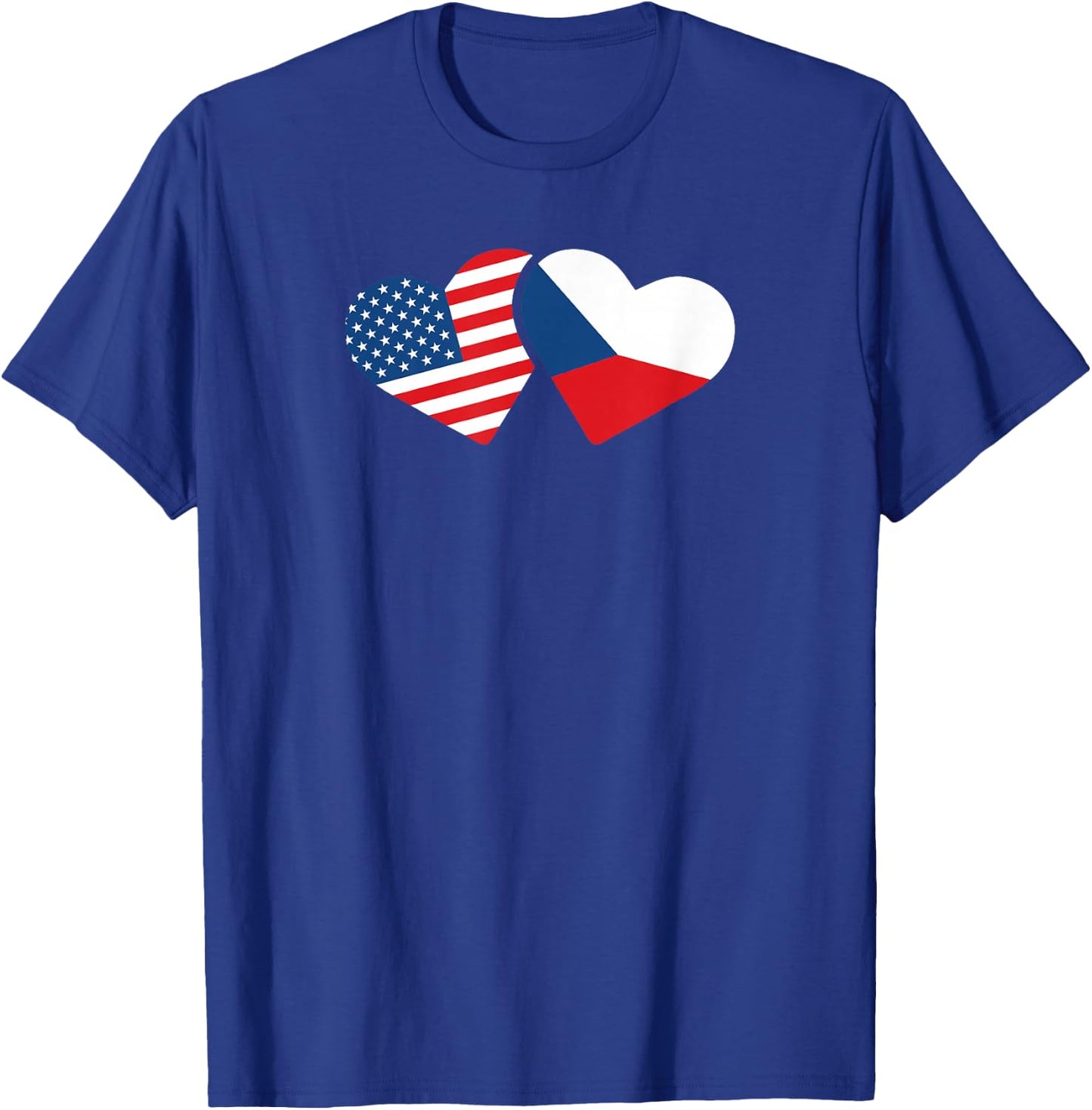 Czech Republic USA Flag T Shirt Heart Czech Americans Love T-Shirt - T-Shirt | Royal