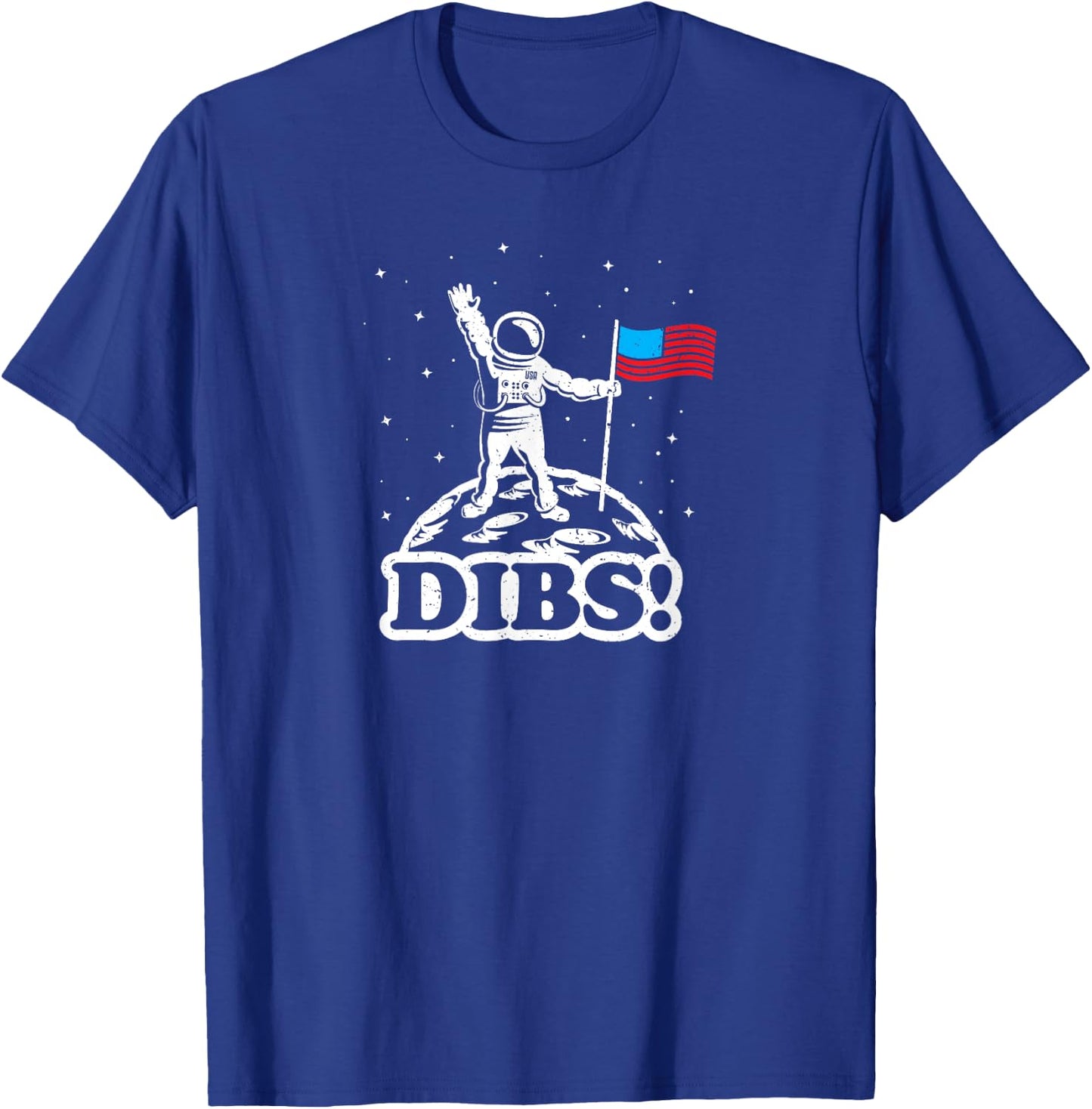 American Flag on Moon July 4th funny t shirt Astronaut space T-Shirt - T-Shirt | Royal
