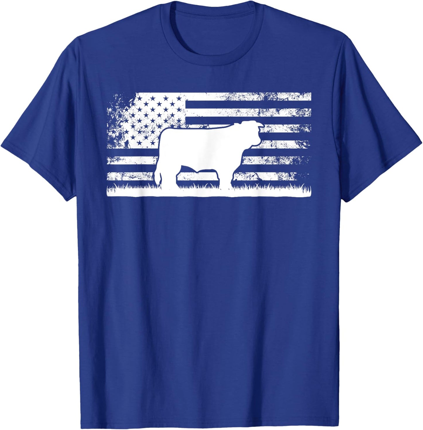 Hereford Rancher - American Flag for Hereford Cow Farmer T-Shirt - T-Shirt | Royal