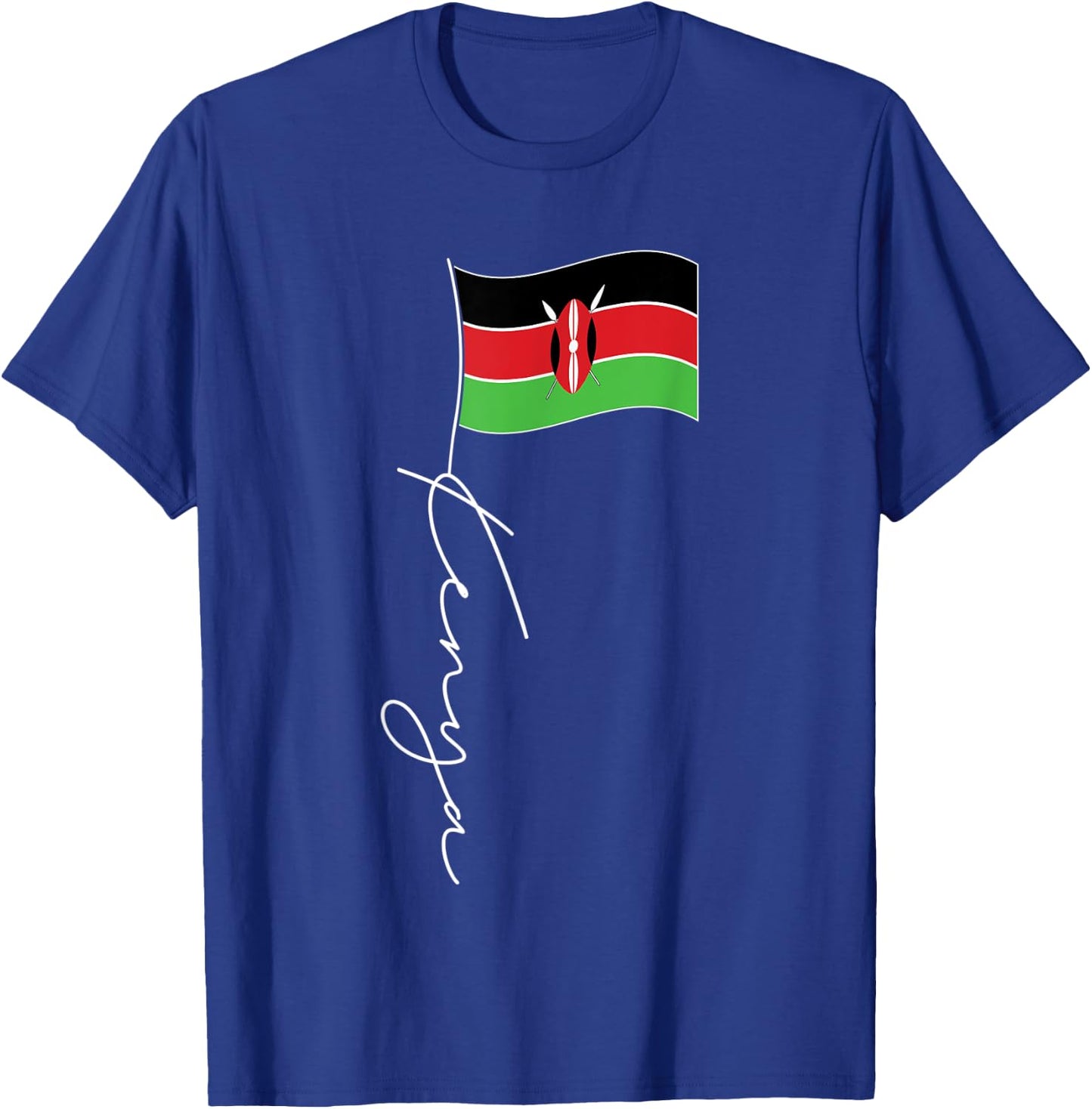Kenya Signature Flag Pole - Elegant Patriotic Kenyan Flag Kids Men T-Shirt - T-Shirt | Royal