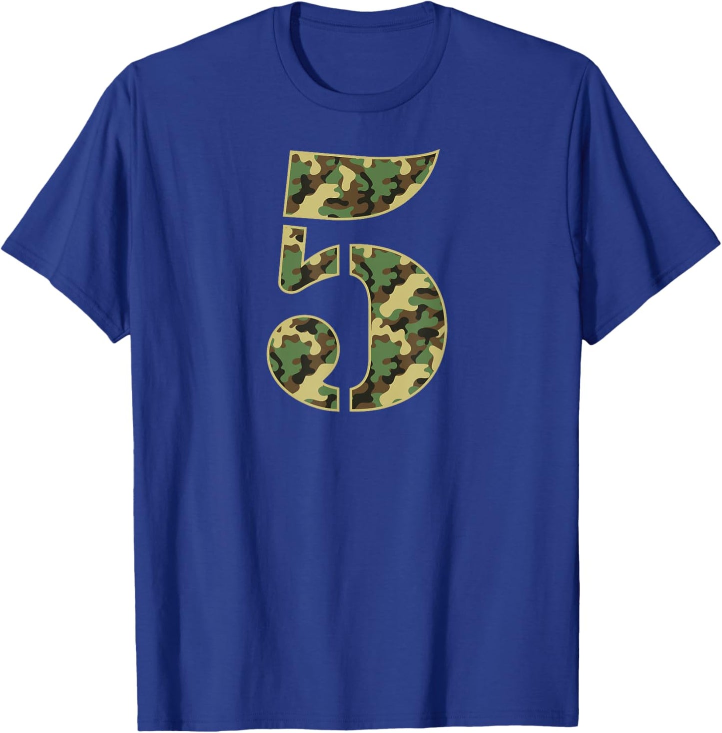 5th Birthday Soldier 5 Year Old Military Themed Camo T-Shirt - T-Shirt | Royal
