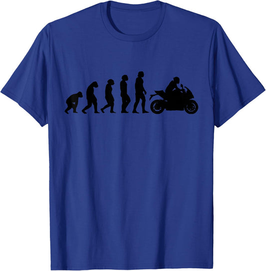 Motorcycle Evolution Funny Racing Sport Street Bike Biker T-Shirt - T-Shirt | Royal