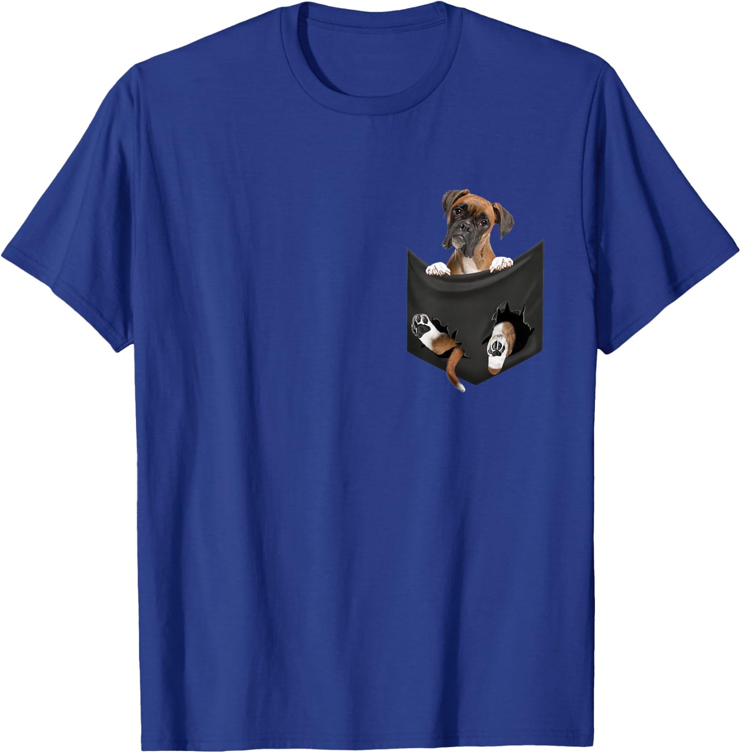 Boxer Dog In Pocket T-Shirt - T-Shirt | Royal