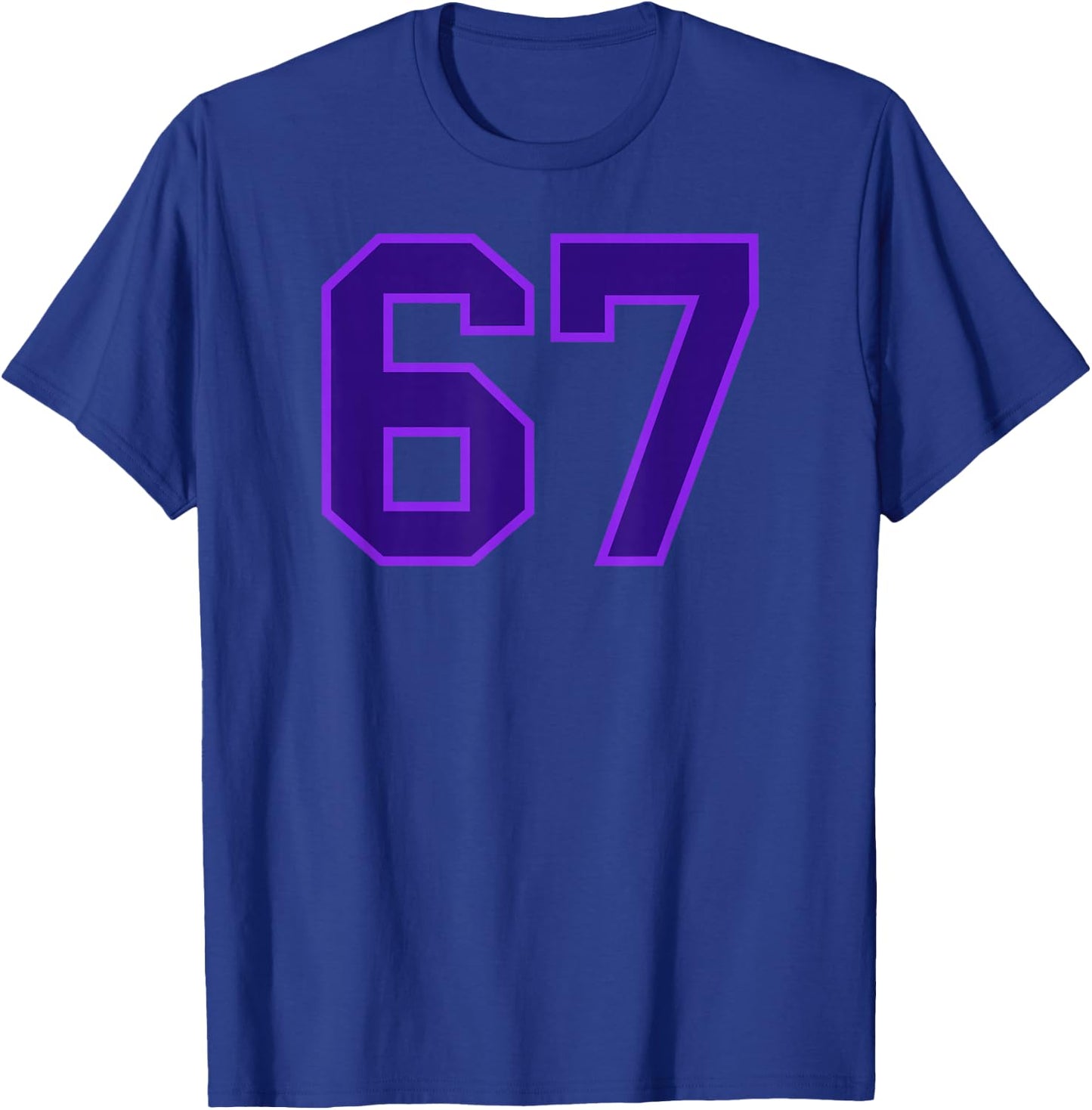 Purple Sports Team Number 67 T-Shirt - T-Shirt | Royal