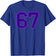 Purple Sports Team Number 67 T-Shirt - T-Shirt | Royal