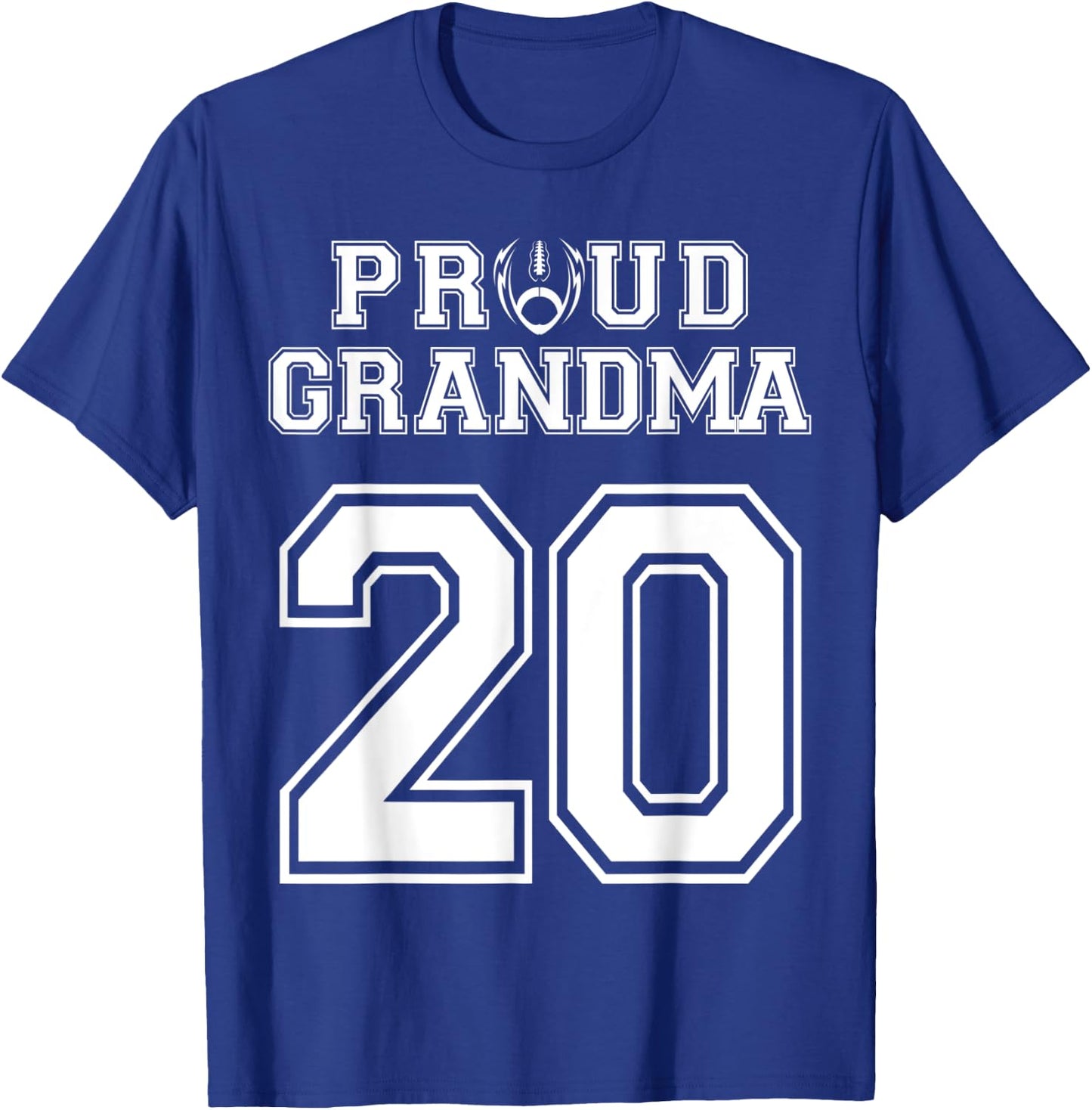 Custom Proud Football Grandma Number 20 Personalized Women T-Shirt - T-Shirt | Royal