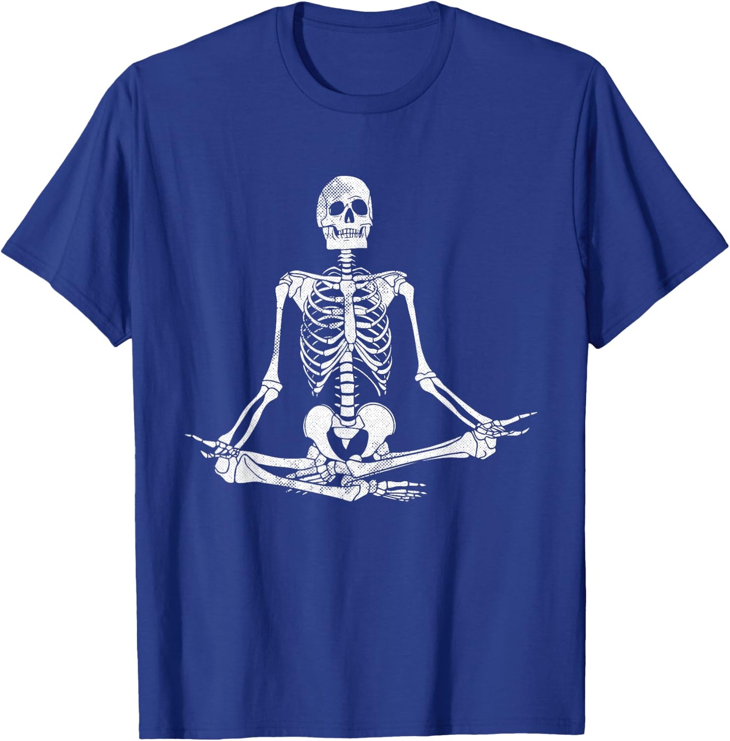 Meditating Skeleton Lazy Halloween Costume Funny Skull Yoga T-Shirt - T-Shirt | Royal