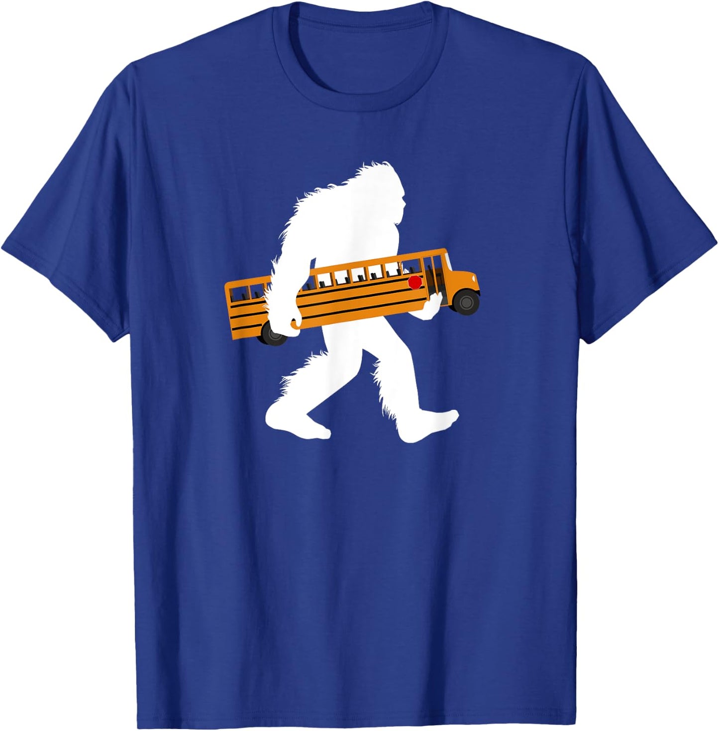 Bigfoot Carrying School Bus Sasquatch Bus Driver T-Shirt - T-Shirt | Royal
