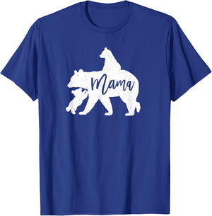 Mama Bear 2 Baby Bear Cubs Playing Riding on Back T-Shirt - T-Shirt | Royal