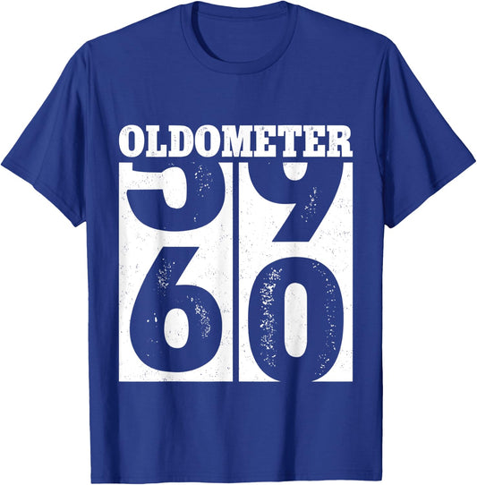 60th Birthday Gifts Oldometer 59-60 Men Women Funny Vintage T-Shirt - T-Shirt | Royal
