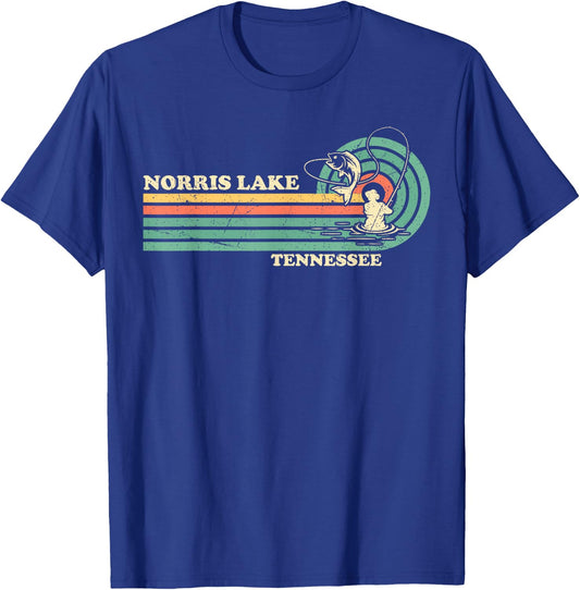 Vintage Retro Summer Fishing Tennessee Norris Lake T-Shirt - T-Shirt | Royal